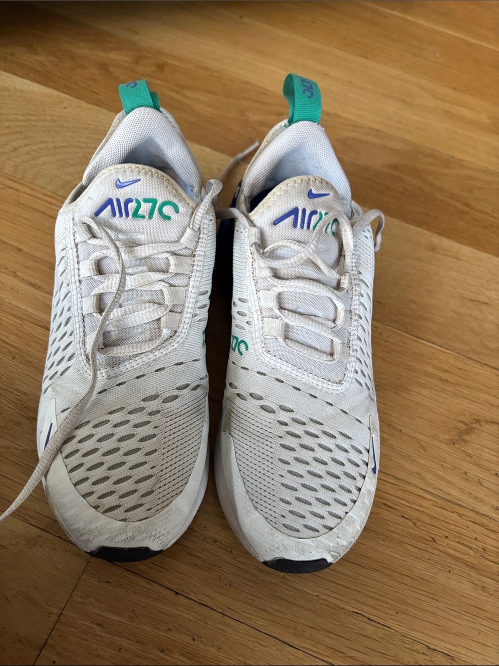 Nike Kids White Sneakers with Teal and Purple Accents